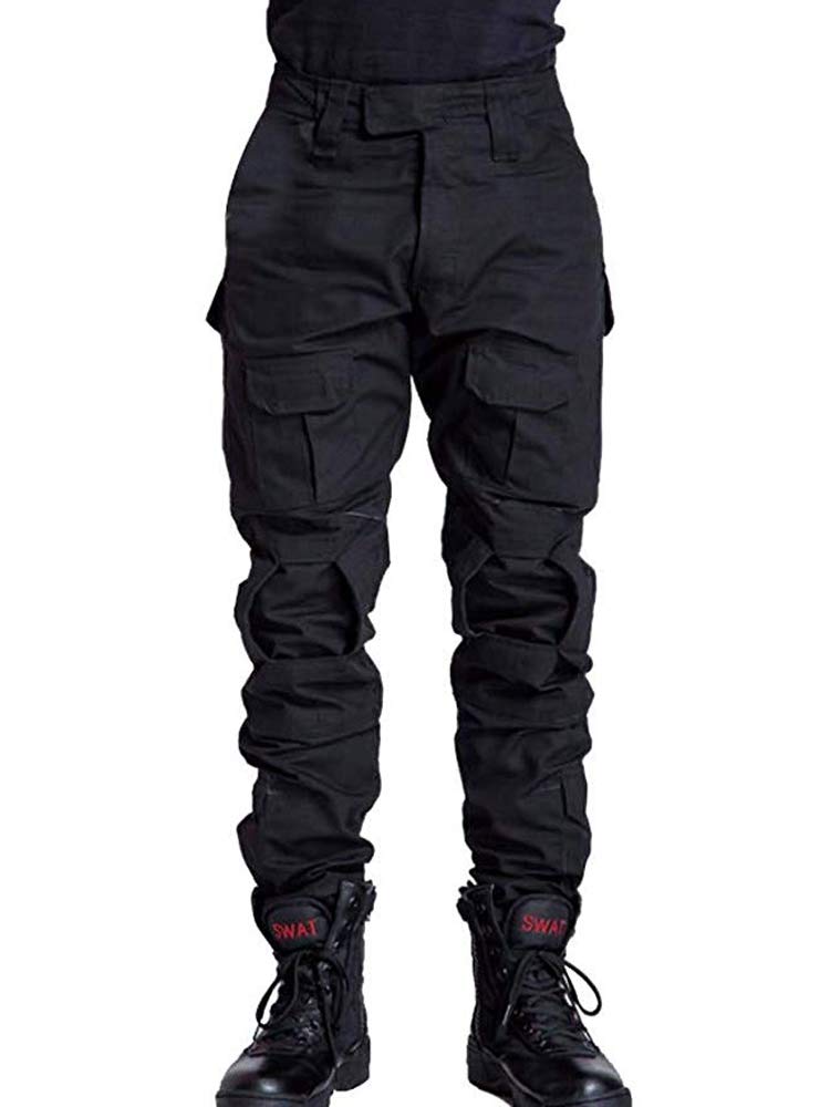 AKARMY Men's Hiking Pants Casual Camouflage Multi-Pocket Cargo Work Pants G3WF Black - Image 1